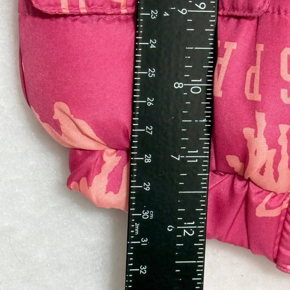 US Polo Assn Kids Puffer Jacket Faux Fur‎ Hood Pink Logo Print 12M